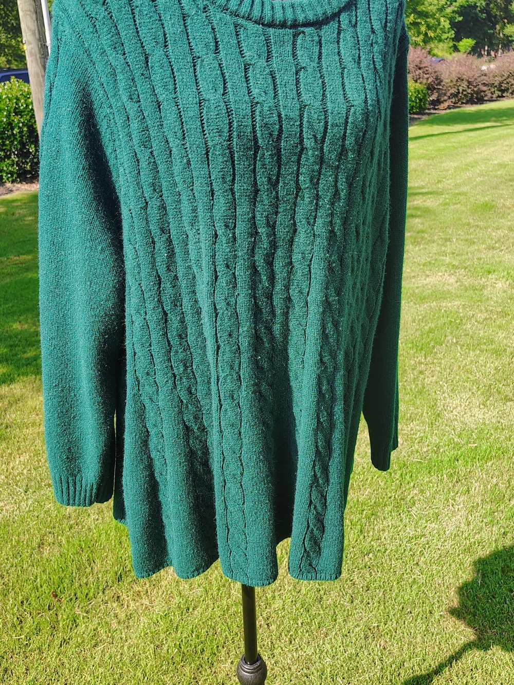 Jessica London Emerald Green Cable Knit Scoop Neck Sweater - Picture 2 of 3